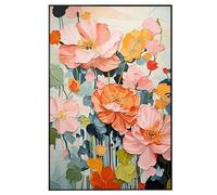 Contemporary Art Flower Large Canvas Oil Painting Hand Painted Pink Floral Aesthetic Botanical Artwork For Living Room Bedroom Hotel Decoration 100X150Cm（39X59Inch)