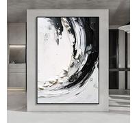 Contemporary Art Wall Decor Abstract Sea Waves Texture Artwork Hand Painted Oil Painting Original Frameless Black And White Art Images For Living Room 90X150Cm(35.4X59Inch)
