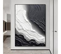 Contemporary Art Wall Decor Sea Ripple Texture Artwork 100% Hand Painted Oil Painting Original Frameless Black And White Art Images For Living Room 80X100Cm(32X40Inch)