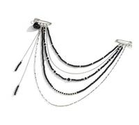 Contemporary Asymmetrical Shoulder Brooch Featuring Prong Set Stones and Layering Chain Design Evening Wear Gothic