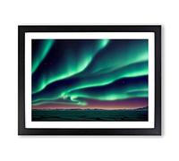 Contemporary Aurora Borealis Framed Wall Art Print A2 Black