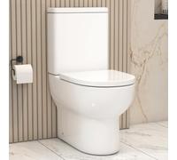 Contemporary Avalon Close Coupled Toilet White Rimless with Dual Flush Cistern Quick Release Soft Close Seat Round Shape Bathroom