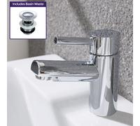 Contemporary Bathroom Chrome Basin Sink Single Lever Mixer Tap And Waste