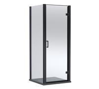 Contemporary Bathroom Hinged Shower Door, Side Panel and Shower Tray - 900 x 900mm, Matt Black/Slate Grey