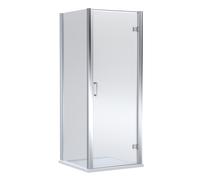 Contemporary Bathroom Hinged Shower Door, Side Panel and Slip Resistant Shower Tray - 900 x 900mm, Chrome/White