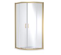 Contemporary Bathroom Quadrant Shower Enclosure with Shower Tray - 1000 x 1000mm, Brushed Brass/White