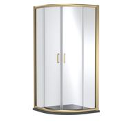 Contemporary Bathroom Quadrant Shower Enclosure with Tray - 1000 x 1000mm, Brushed Brass/Grey