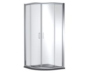Contemporary Bathroom Quadrant Shower Enclosure with Tray - 1000 x 1000mm, Chrome/Grey