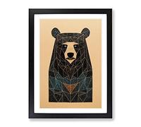 Contemporary Bear No.1 Abstract Framed Print for Living Room Bedroom Home Office Décor, Wall Art Picture Ready to Hang, Black A4 Frame (34 x 25 cm)
