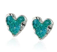 Contemporary Bicolor Heart Plan Crystal Student Earrings Nonallergenic Substance for Delicate Skin and Permanent Thin Crystal Earring