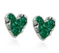 Contemporary Bicolor Heart Plan Crystal Student Earrings Nonallergenic Substance for Delicate Skin and Permanent Thin Crystal Earring