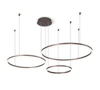 Contemporary Big Space Chandelier,3/4/5-Ring LED Acrylic Chandelier with Remote Control Dimmable,Creative Decor Ceiling Light Fixture for Villa,Entrence,Foyer,Conference,Dining(20+40+60cm, Brown)