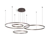 Contemporary Big Space Chandelier,3/4/5-Ring LED Acrylic Chandelier with Remote Control Dimmable,Creative Decor Ceiling Light Fixture for Villa,Entrence,Foyer,Conference,Dining(20+40+60+80cm, Brown)