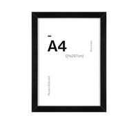 Contemporary Black A4 Wooden Picture Frame for A4 (21 x 29.7cm) Photos or Pictures, Plexi Glass, Freestanding or Wall Mounted Landscape or Portrait