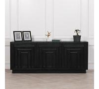 Contemporary Black Mango Wood 3 Door Extra Large Sideboard