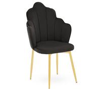Contemporary Black Velvet Dining Chair, Durable & Adjustable Velvet Office Chair, Backrest Accent Chair