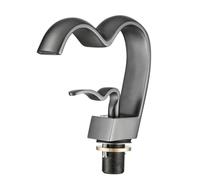 Contemporary Brass Bathroom Faucet Single Handle Waterfall Mixer Tap Gray Finish Sink Fixture for Modern Bathrooms Stylish Rubinetto for Home Decor