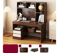 Contemporary Brown Wood Credenza Desk with Drawers & Shelves - Stylish Home Office Table 39" L x 18" W x 52" H Modern Storage Solution - No Chairs Included