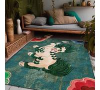 Contemporary Carpet Living Room Bedroom Mat 80x120cm Lion and auspicious clouds, blue-green For Bedroom Living Room or Any Indoor Space 80x120cm