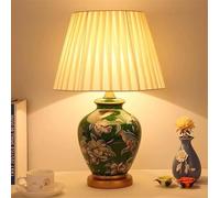 Contemporary Ceramic Table Lamp with Floral and Bird Design for Living Room, Bedroom, Study, Villa, Hotel - Elegant Bedside Desk Lamp (Style 19)