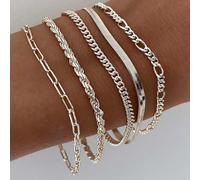 Contemporary Charm 5pcs Multi layer Bohemian Bracelet Set Crafted by Artisans (silver)