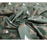 Contemporary Christmas Fabric - Assorted Designs & Colours - 100% Cotton - Xmas Trees - Decorations (Sage Xmas Trees)