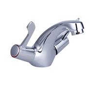 Contemporary Chrome Deck Mounted Basin Dual Lever Mono Mixer Tap