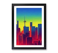 Contemporary City Skyline Abstract Framed Print | A4 Black Framed Wall Art | Ready to Hang | Contemporary Cityscape Picture | Living Room Bedroom Lounge Office