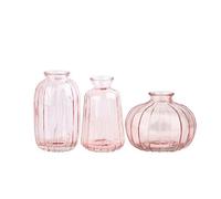 Contemporary Clear Glass Buds Vases 3 Piece Set Safe Thick Design Ribbed Flower Container Living Room Centerpieces Decors Dining Table Centerpieces Vases