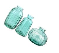 Contemporary Clear Glass Buds Vases 3 Piece Set Safe Thick Design Ribbed Flower Container Living Room Centerpieces Decors Dining Table Centerpieces Vases
