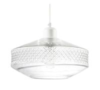 Contemporary Clear Glass Ceiling Pendant Lighting Shade with Strip of 3D Shaped Diamonds | 25cm x 14cm | E27 Bulb Holder by Happy Homewares