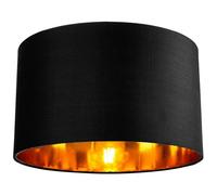 Happy Homewares Contemporary Black Cotton 10" Table/Pendant Lamp Shade with Shiny Golden Inner