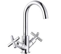 Contemporary Cross Handle Kitchen Mixer Tap, Chrome