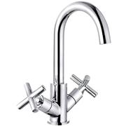 Contemporary Cross Handle Kitchen Mixer Tap, Chrome