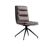 Contemporary Dark Grey Swivel Dining Chair - Upholstered Leather, High Back, Armless, Water-Resistant, A3 Grade Carbon Steel, 300kg Capacity, Modern Design, 53x41x89cm.