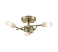 Contemporary Designer 3-Arm Antique Brass Ceiling Light with Frosted Tubular Glass Shades | 12cm x 38cm | 3 x 5w G9 | Class 2 Double Insulated by Happy Homewares