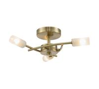 Contemporary Designer 3-Arm Antique Brass Ceiling Light with Frosted Tubular Glass Shades | 12cm x 38cm | 3 x 5w G9 | Class 2 Double Insulated by Happy Homewares