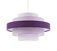 Contemporary Designer Five Tier Pendant Lighting Shade with Purple and Lilac Cotton Fabric Rings | 35cm Diameter by Happy Homewares