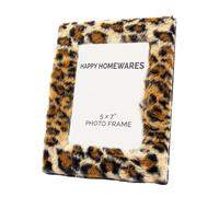 Contemporary Designer Fluffy Leopard Print 5" x 7" Free Standing Picture Fram...