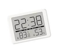 Contemporary Digital Alarm Clock With Time Day Temperature Humidity Display Battery Operated For Living Room Office Environment Monitor