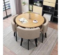 Contemporary Dining Set for 4 with Round Table and Chairs Small Circle Kitchen Table Set,N (Size:80x80x75cm,Color:26)