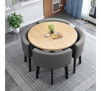 Contemporary Dining Set for 4 with Round Table and Chairs Small Circle Kitchen Table Set,N (Size:80x80x75cm,Color:24)