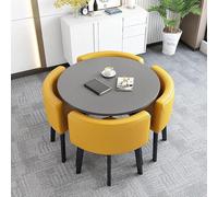 Contemporary Dining Set for 4 with Round Table and Chairs Small Circle Kitchen Table Set,N (Size:80x80x75cm,Color:32)
