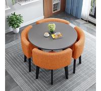 Contemporary Dining Set for 4 with Round Table and Chairs Small Circle Kitchen Table Set,N (Size:80x80x75cm,Color:35)