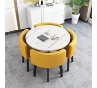 Contemporary Dining Set for 4 with Round Table and Chairs Small Circle Kitchen Table Set,N (Size:80x80x75cm,Color:5)