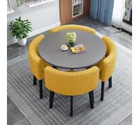 Contemporary Dining Set for 4 with Round Table and Chairs Small Circle Kitchen Table Set,N (Size:80x80x75cm,Color:36)