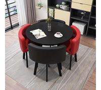 Contemporary Dining Set for 4 with Round Table and Chairs Small Circle Kitchen Table Set,N (Size:80x80x75cm,Color:9)