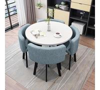 Contemporary Dining Set for 4 with Round Table and Chairs Small Circle Kitchen Table Set,N (Size:90x90x75cm,Color:10)