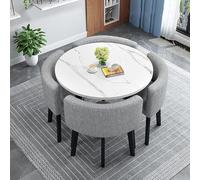 Contemporary Dining Set for 4 with Round Table and Chairs Small Circle Kitchen Table Set,N (Size:90x90x75cm,Color:18)