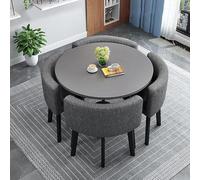 Contemporary Dining Set for 4 with Round Table and Chairs Small Circle Kitchen Table Set,N (Size:90x90x75cm,Color:34)
